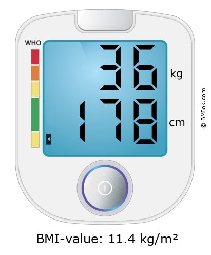 BMI 36 kg and 178 cm on the BMI calculator