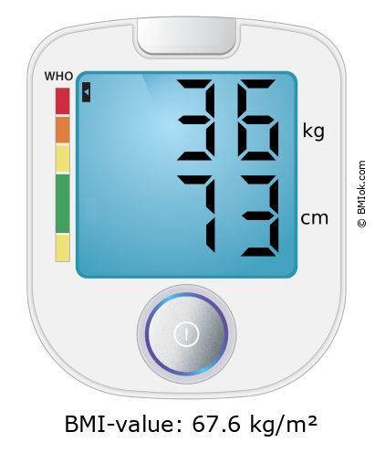 BMI 36 kg and 73 cm on the BMI calculator