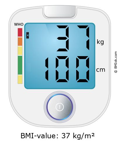 BMI 37 kg and 100 cm on the BMI calculator