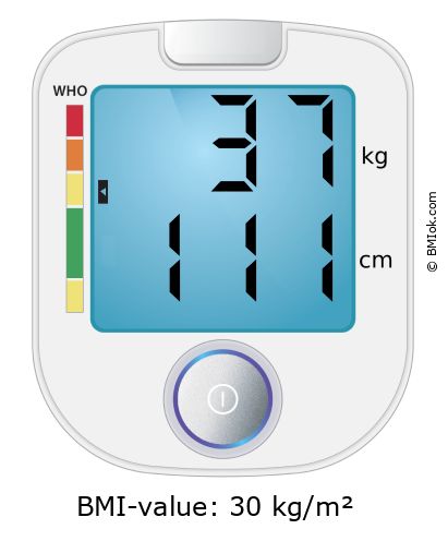 BMI 37 kg and 111 cm on the BMI calculator