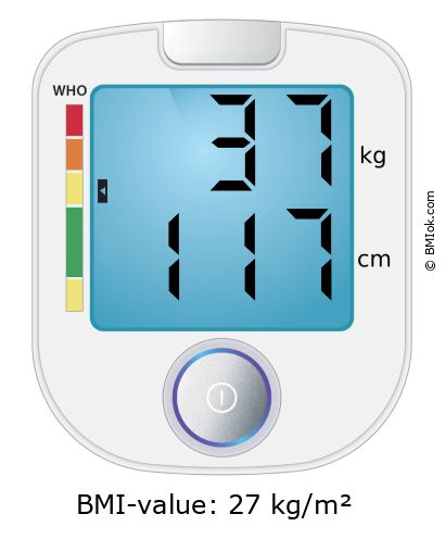 BMI 37 kg and 117 cm on the BMI calculator