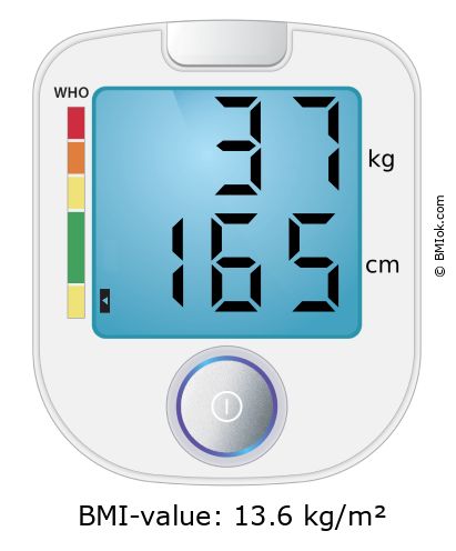 BMI 37 kg and 165 cm on the BMI calculator