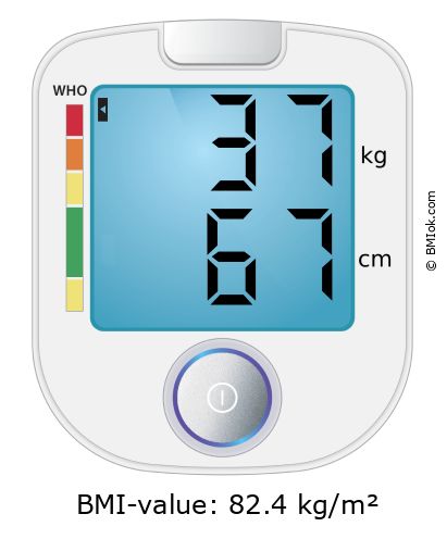 BMI 37 kg and 67 cm on the BMI calculator