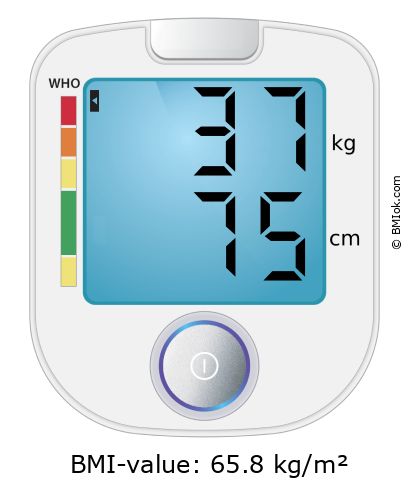 BMI 37 kg and 75 cm on the BMI calculator