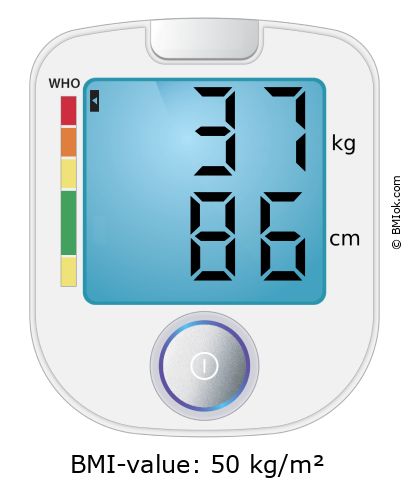 BMI 37 kg and 86 cm on the BMI calculator