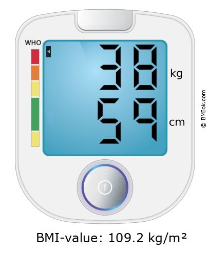 BMI 38 kg and 59 cm on the BMI calculator