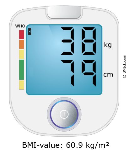 BMI 38 kg and 79 cm on the BMI calculator