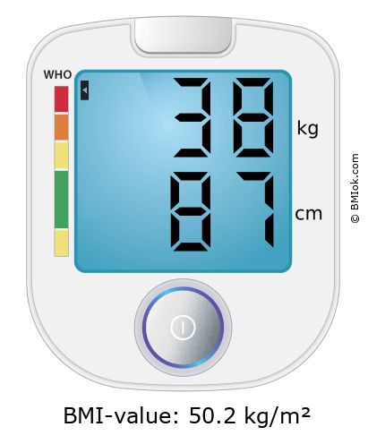 BMI 38 kg and 87 cm on the BMI calculator