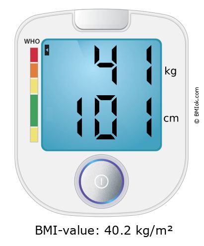 BMI 41 kg and 101 cm on the BMI calculator