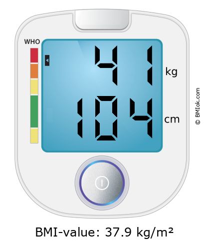 BMI 41 kg and 104 cm on the BMI calculator