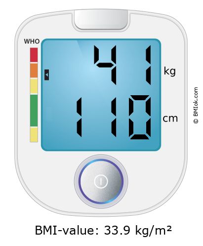 BMI 41 kg and 110 cm on the BMI calculator