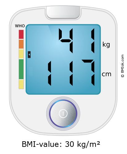 BMI 41 kg and 117 cm on the BMI calculator