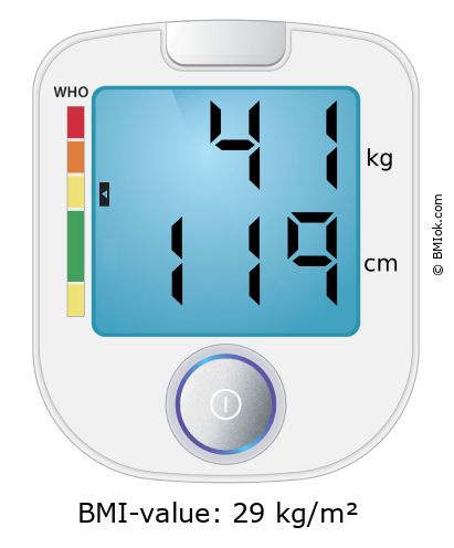 BMI 41 kg and 119 cm on the BMI calculator