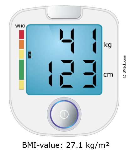 BMI 41 kg and 123 cm on the BMI calculator