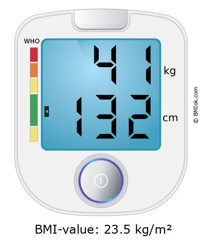 BMI 41 kg and 132 cm on the BMI calculator