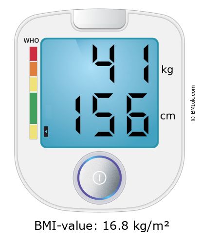 BMI 41 kg and 156 cm on the BMI calculator
