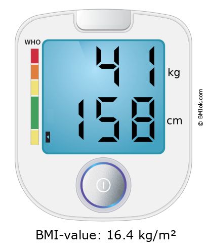 BMI 41 kg and 158 cm on the BMI calculator