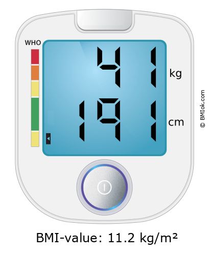 BMI 41 kg and 191 cm on the BMI calculator