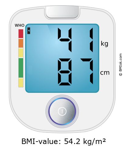 BMI 41 kg and 87 cm on the BMI calculator