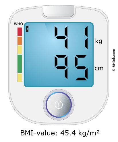BMI 41 kg and 95 cm on the BMI calculator