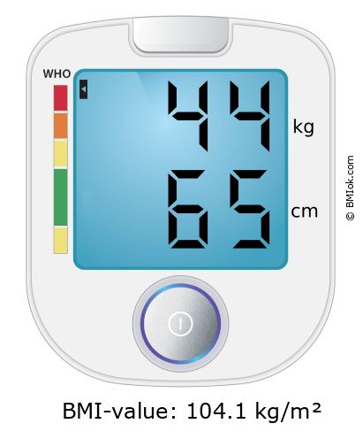 BMI 44 kg and 65 cm on the BMI calculator