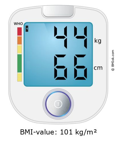 BMI 44 kg and 66 cm on the BMI calculator