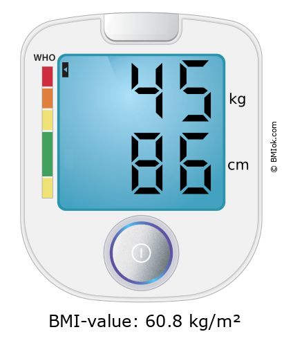 BMI 45 kg and 86 cm on the BMI calculator