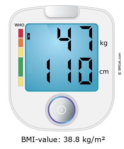BMI 47 kg and 110 cm on the BMI calculator