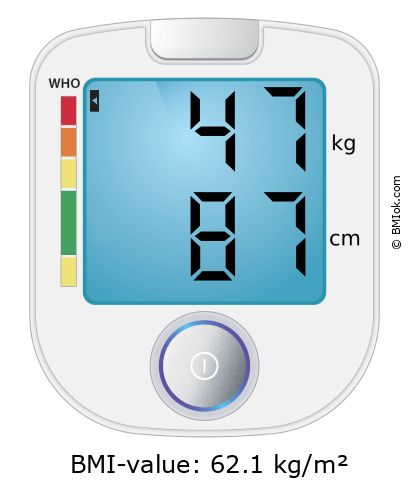 BMI 47 kg and 87 cm on the BMI calculator