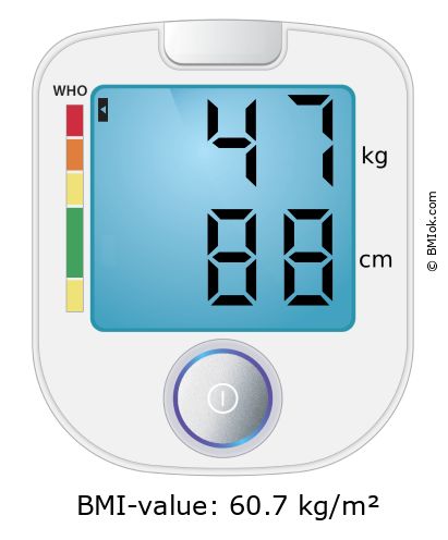 BMI 47 kg and 88 cm on the BMI calculator