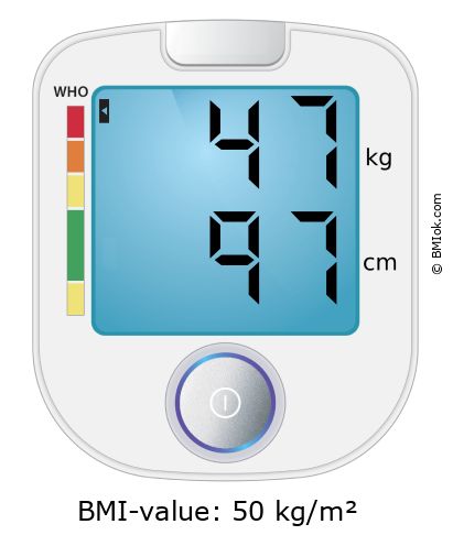 BMI 47 kg and 97 cm on the BMI calculator