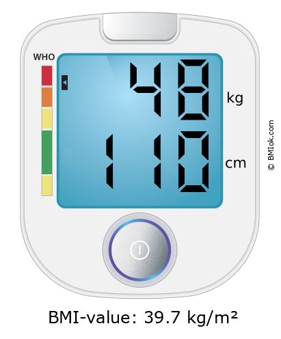 BMI 48 kg and 110 cm on the BMI calculator