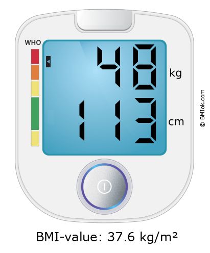 BMI 48 kg and 113 cm on the BMI calculator