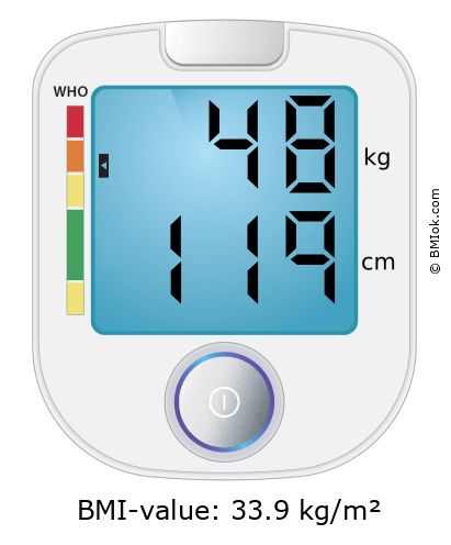 BMI 48 kg and 119 cm on the BMI calculator