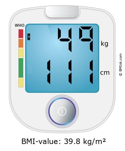 BMI 49 kg and 111 cm on the BMI calculator