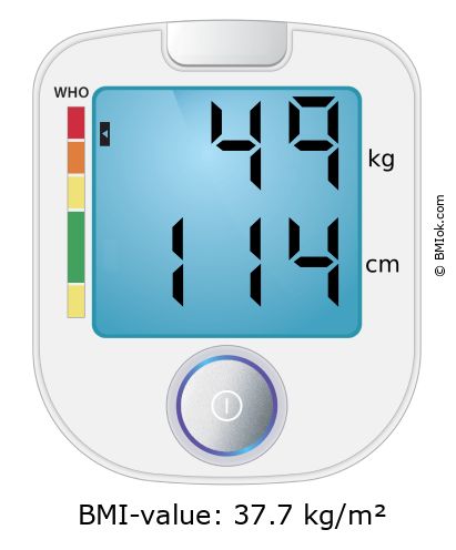 BMI 49 kg and 114 cm on the BMI calculator