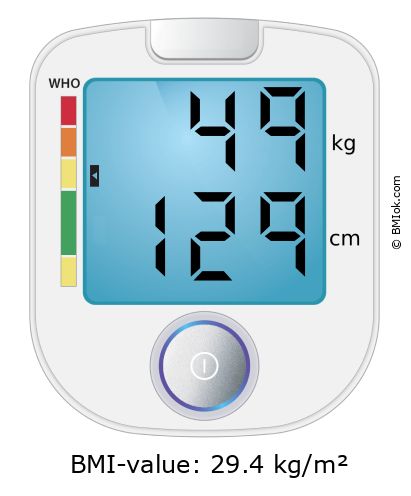 BMI 49 kg and 129 cm on the BMI calculator