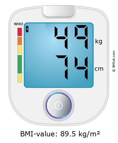 BMI 49 kg and 74 cm on the BMI calculator