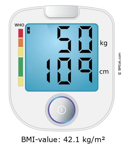 BMI 50 kg and 109 cm on the BMI calculator