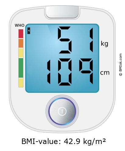BMI 51 kg and 109 cm on the BMI calculator