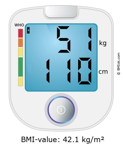 BMI 51 kg and 110 cm on the BMI calculator