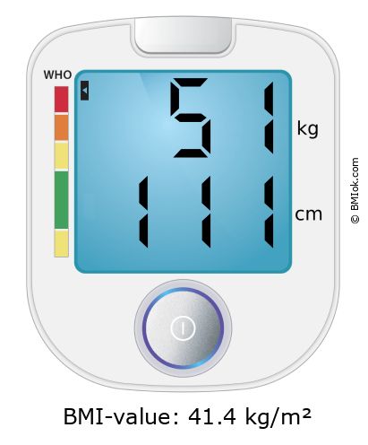 BMI 51 kg and 111 cm on the BMI calculator