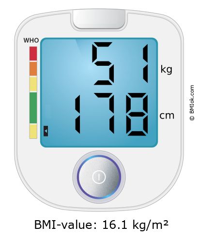 BMI 51 kg and 178 cm on the BMI calculator