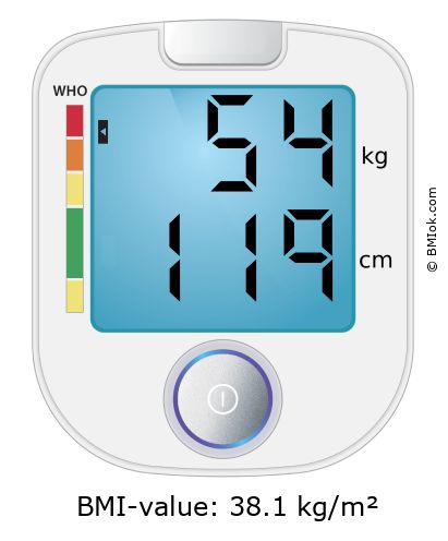 BMI 54 kg and 119 cm on the BMI calculator