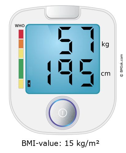 BMI 57 kg and 195 cm on the BMI calculator