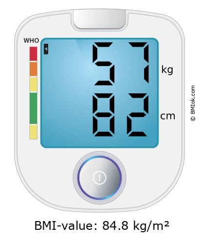 BMI 57 kg and 82 cm on the BMI calculator