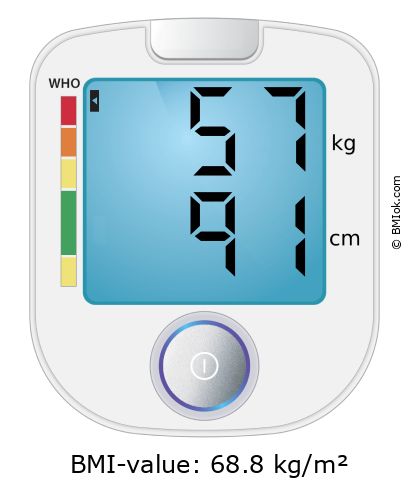 BMI 57 kg and 91 cm on the BMI calculator