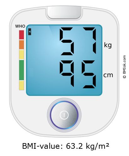 BMI 57 kg and 95 cm on the BMI calculator