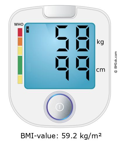 BMI 58 kg and 99 cm on the BMI calculator