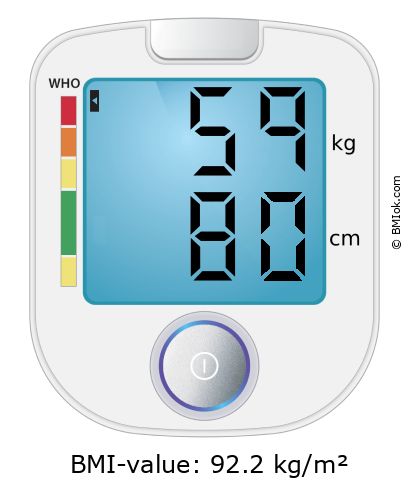 BMI 59 kg and 80 cm on the BMI calculator